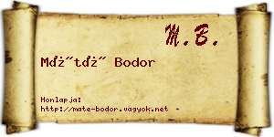 Máté Bodor névjegykártya